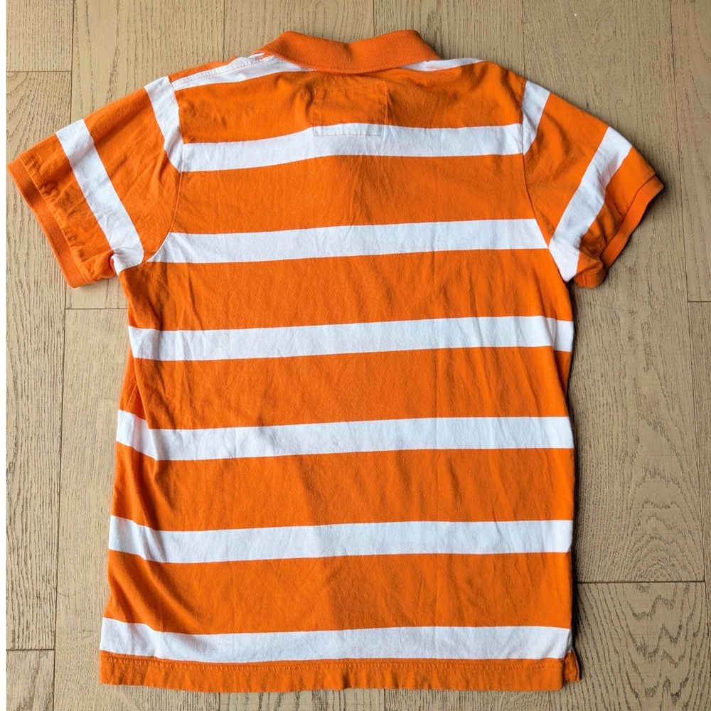 Aeropostale Rugby Polo Orange White Stripe Polo Shirt A87 Boys XL‎ TG - Picture 6 of 7